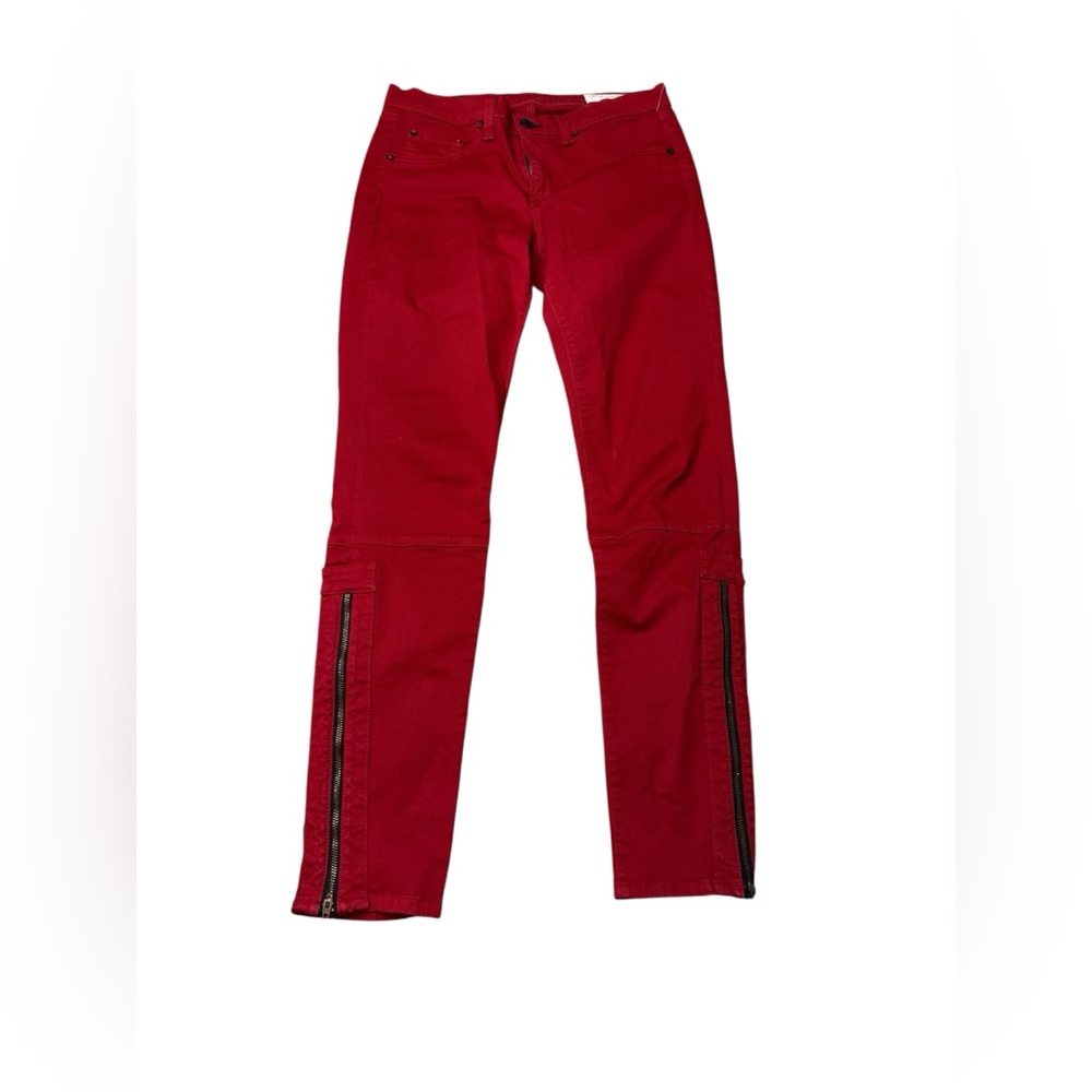❤️ Rag & Bone Red Skinny Moto Jeans 🔥 Zip Detail Size‎ 29